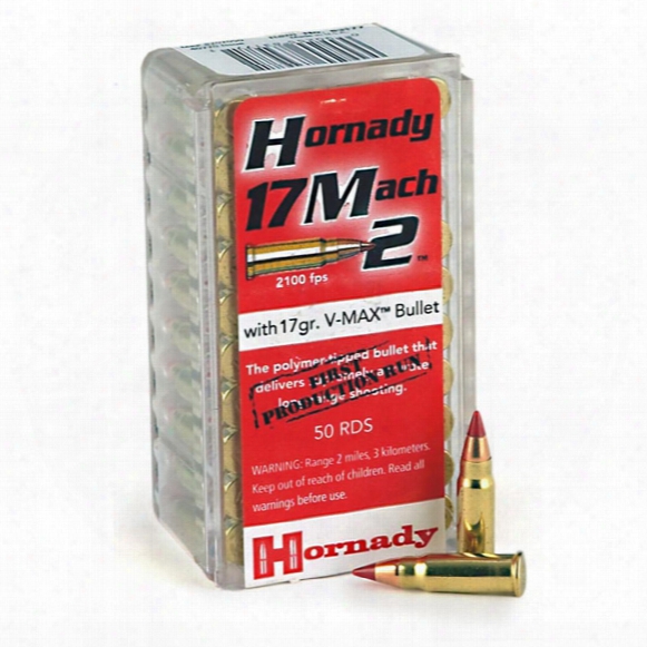 Hornady, .17 Mach 2, Polymer-tipped V-max Hm2, 17 Grain, 500 Rounds