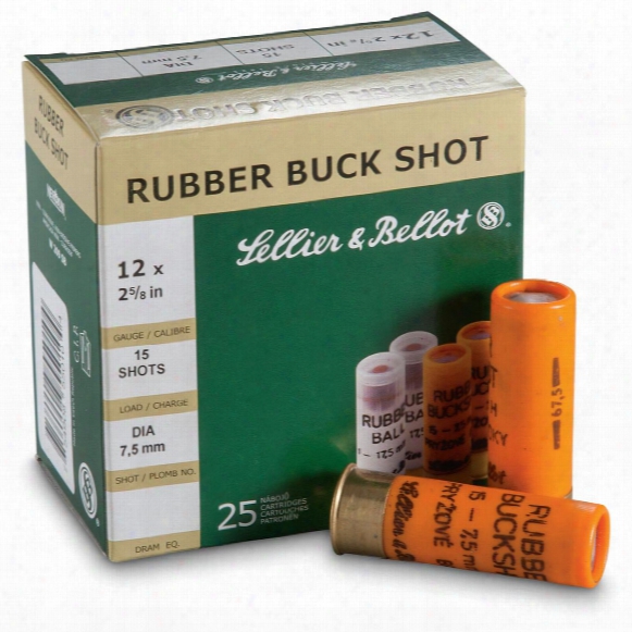 Sellier &amp;amp; Bellot Buckshot, 2 3/4&amp;quot; 12 Gauge, Rubber Buckshot, 15 Pellets, 250 Rounds