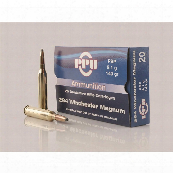Ppu, .264 Winchester Magnum, Psp, 140 Grain, 20 Rounds