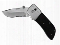 Seber Ratcheting Knife, 3" Locking Blade, Drop Point, Half-serrated Edge