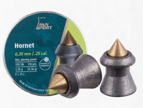 H&n Hornet Pellets, .25 Cal, 24.38 Grains, Pointed, 150ct, Blister Pack