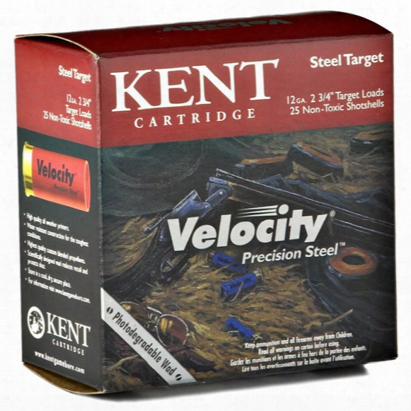 25 Rounds Kent Velocity Precision Steel 12 Gauge 2 3/4&amp;quot;, 7/8 Oz.