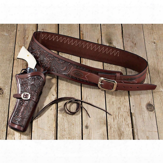Buscadero Sa Leather Holster And Belt Set, Single-action Wheel Guns, .38/.357 Caliber