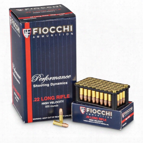 Fiocchi .22 Lr, Copper-plated Solid Point, 40 Grain, 1,000 Rounds