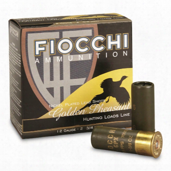 Fiocchi, Golden Pheasant, 12 Gauge, High Velocity Nickel-plated, 2 3/4&amp;quot;, 1 3/8-oz. Shells, 25 Rounds