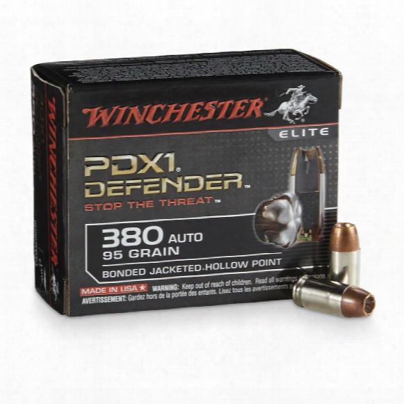 Winchester Pdx1 Defender, .380 Acp, Bjhp, 95 Grain, 20 Rounds