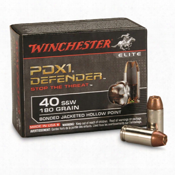 Winchester Pdx1 Defender, .40 S&amp;amp;w, Bjhp, 180 Grain, 20 Rounds