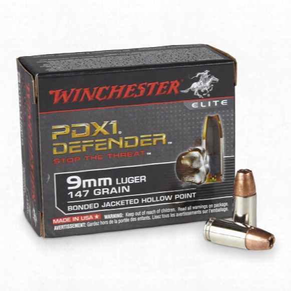 Winchester Pdx1 Defender, 9mm Luger, Bjhp, 147 Grain, 20 Rounds