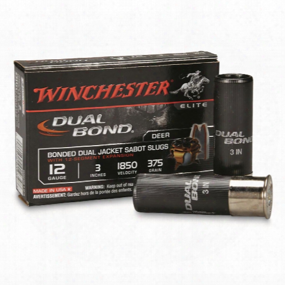 Winchester Supreme Elite, 12 Gauge, 3&amp;quot; Slugs, 375 Grain, Dual Band, 5 Rounds