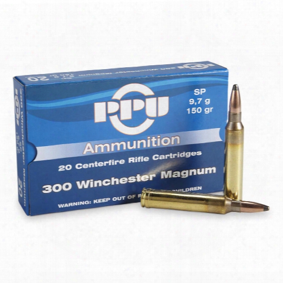 Ppu, .300 Winchester Magnum, Sp, 150 Grain, 20 Rounds
