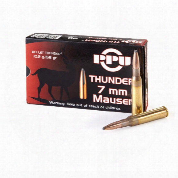 Ppu Thunder, 7mm Mauser, Grom Sp, 158 Grain, 20 Rounds