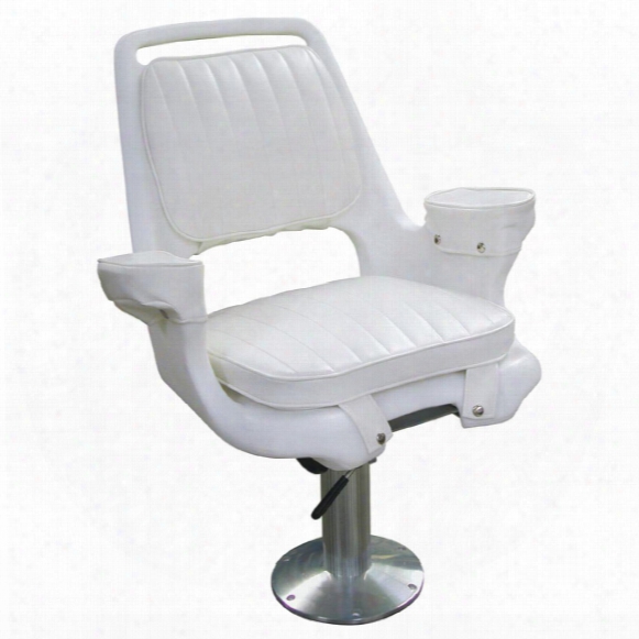 Wise&amp;reg; Offshore Extra Wide Captain&apos;s Chair With 12-18&amp;#34; Adjustable Pedestal / Mounting Plate / Seat Slider / Seat Swivel