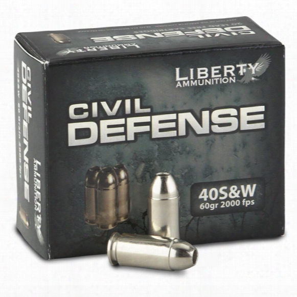 Liberty Civil Defense, .40 S&amp;amp;w, Hp, 60 Grain, 20 Rounds