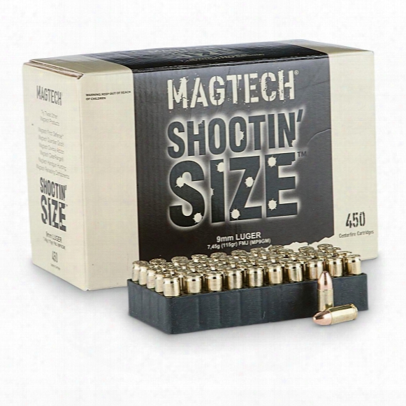 Magtech Shootin&amp;#39; Size, 9mm Luger, Fmj, 115 Grain, 450 Rounds