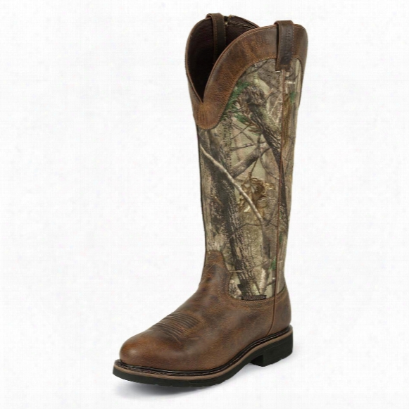 Men&amp;#39;s Justin 17&amp;quot; Stampede Waterproof Snake Boots, Realtree All-purpose Camo