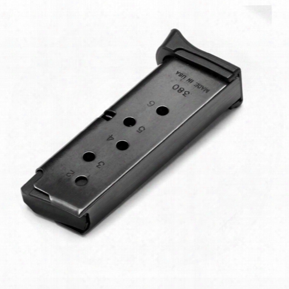 Ruger Lcp, .380 Caliber Magazine, With Finger Rest, 6 Rounds