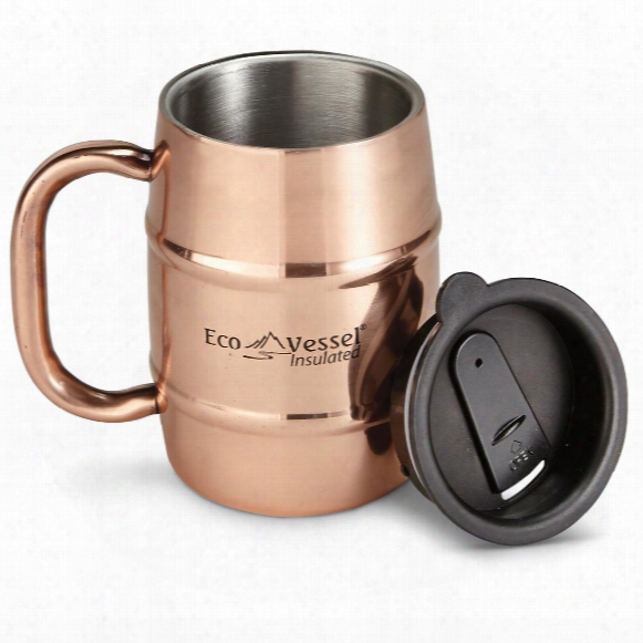 Ecovessel Double Barrel Insulated Copper Beer/coffee Mug, 16 Oz.