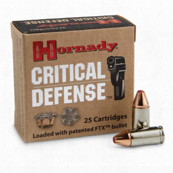 Hornady Critical Defense Lite, 9mm Luger, Ftx, 100 Grain, 25 Rounds