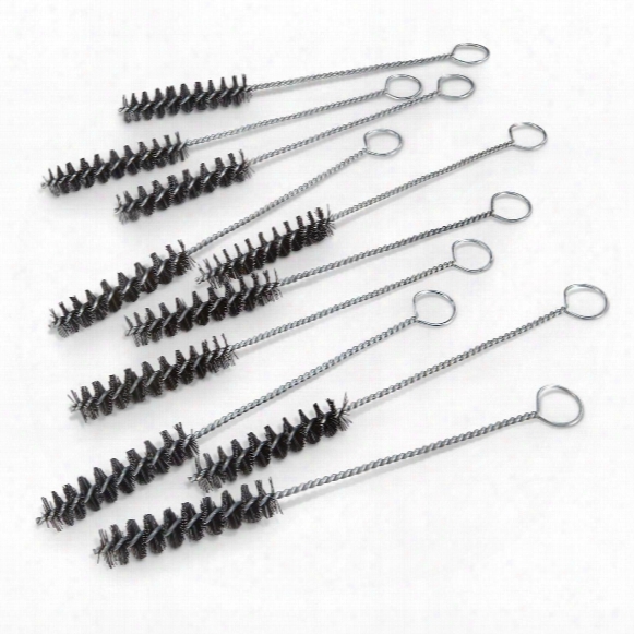 Nylon Bore Brushes, .40/.45 Caliber, 10&amp;quot; Handles, 8/32 Threads, 10 Pack