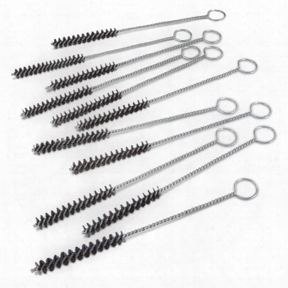 Nylon Bore Brushes,.38 Caliber, 10&amp;quot; Handles, 8/32 Threads, 10 Pack