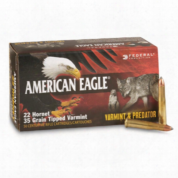 Federal American Eagle Varmint And Predator, 22 Hornet, Tipped Ammo, 35 Grain, 50 Rounds