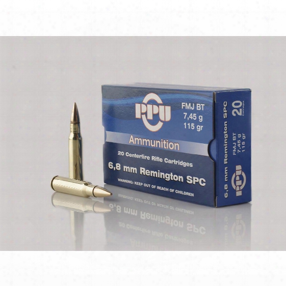Ppu, 6.8mm Remington Spc, Fmj Bt, 115 Grain, 20 Rounds