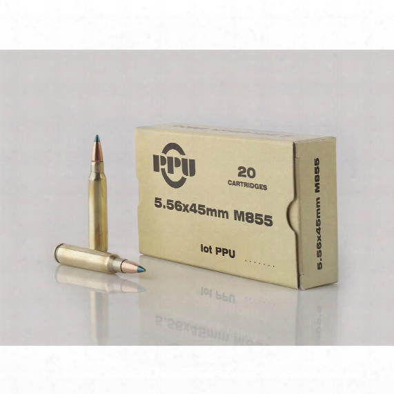 Ppu M855 Bullet (steel Core), 5.56x45mm / .223 Remington, Fmj 62 Grain, 20 Rounds