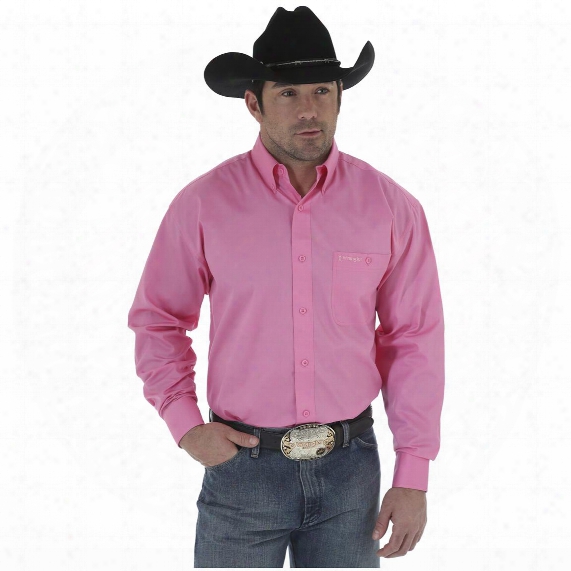 Wrangler Tough Enough To Wear Pink Long Sleeve Solid Shirt