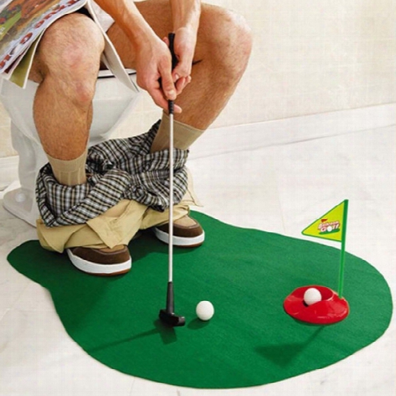 Golf Balls New Toilet Mini Golf Game Potty Putter Golf Trainer Fun Game Novelty Gift Easy Toilet Golf Potty Putter Perfect Putting Game