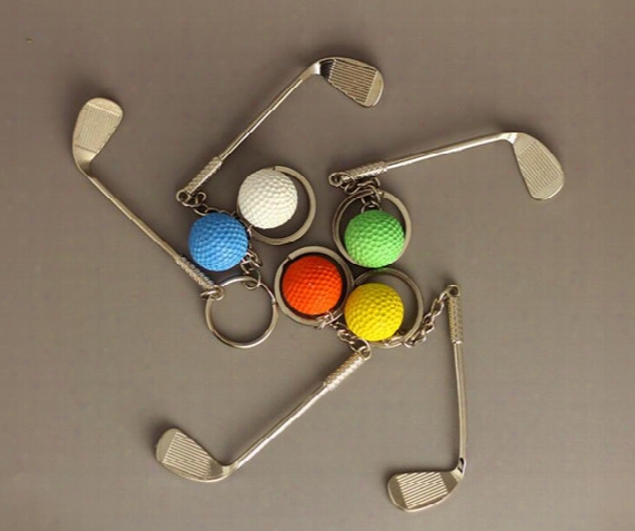 New Car Styling Golf Ball Key Chains Creative Gifts Metal Key Holde Car Key Rings Aa176