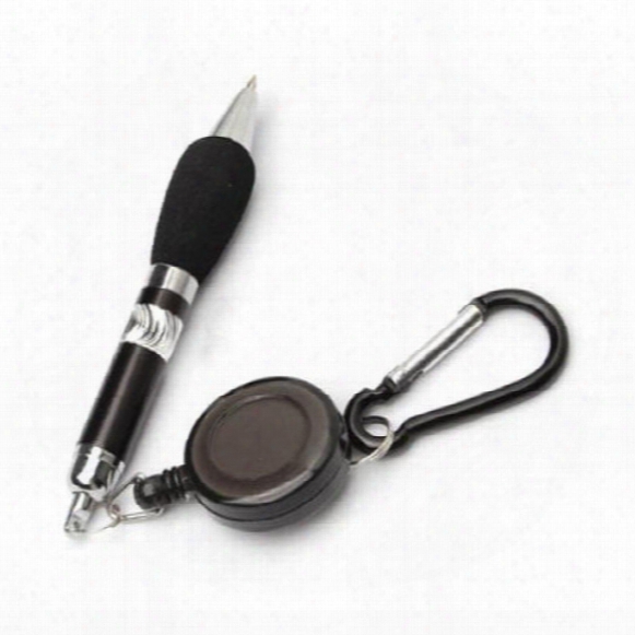 Wholesale- Black Retractable Badge Reel Golf Scoring Pen Belt Clip With Carabiner Snap Hook