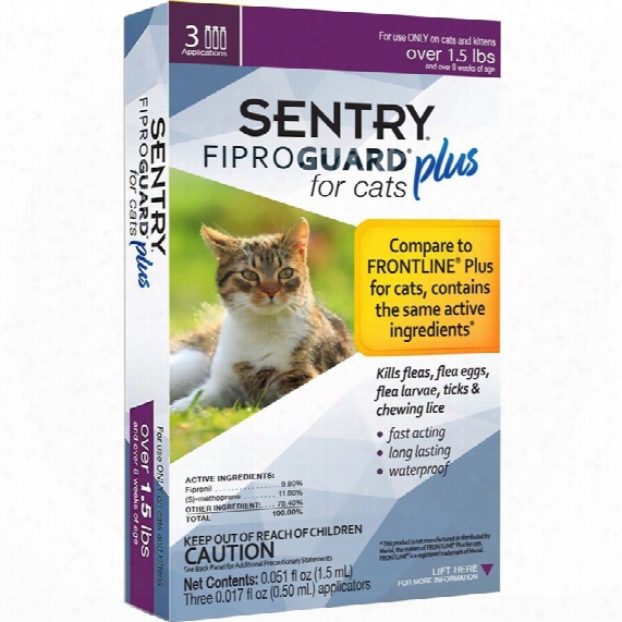 3-pack Sentry Fiproguard Plus Flea & Tick Spot-on For Cats (over 1.5 Lbs)