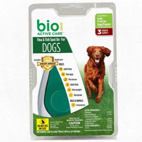 Bio Spot Active Care Flea & Tick Spot On For Large Dogs (31-60 Lbs) - 3 Months