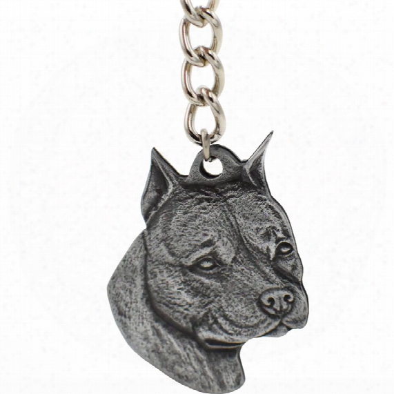 Dog Breed Keychain Usa Pewter - American Staffordshire Terrier (2.5&quot;)