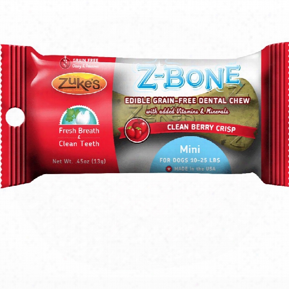 Zukes Z-bones Edible Dental Chews Mini Clean Cherry Berry (0.5 Oz)