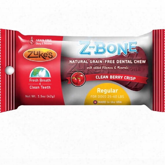 Zukes Z-bones Edible Dental Chews Regular Clean Cherry Berry (1.5 Oz)