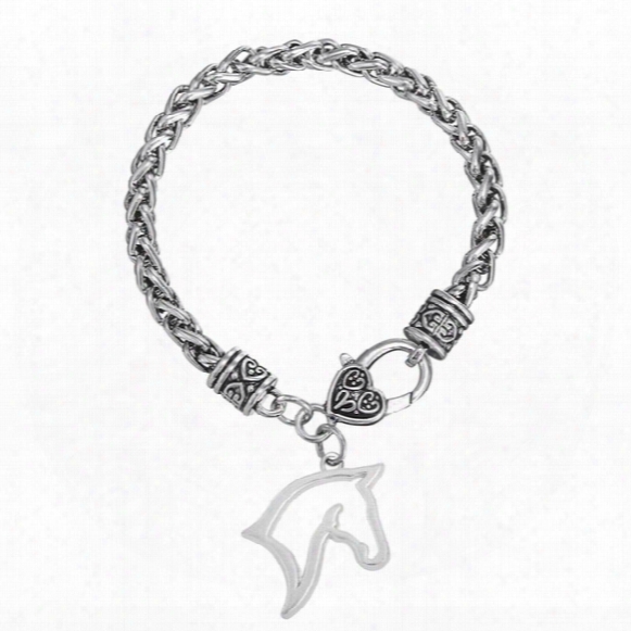10pcs/lot Wholesale Zinc Alloy Antique Silver Plated Horse Pendant Link Chain Gift Pendant Bracelets For Men/women