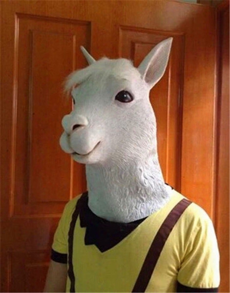 Alpaca Mask Horse Mask Funny Animal Head Latex Mask Party Cosplay Mask Adult Mask Halloween Costume Theater Prop Novelty Free Shipping