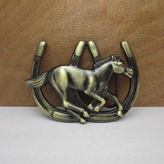 Bucklehome Running Horse Belt Buckle Horse Buckle With Pewter Finish And Antique Brrass Finish Fp-02151 With Continous Stock Free Shipping