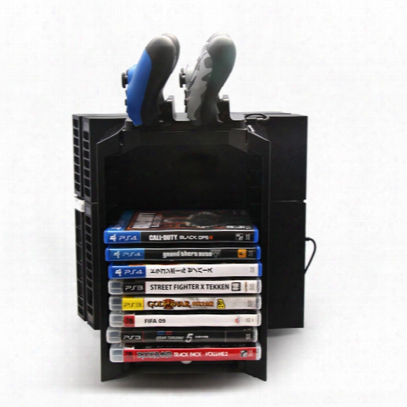 Dobe Ps4 Storage Rack Multifunctional Storage Stand Kit For Ps4 Game Disc Cd Storage Shelf Controller