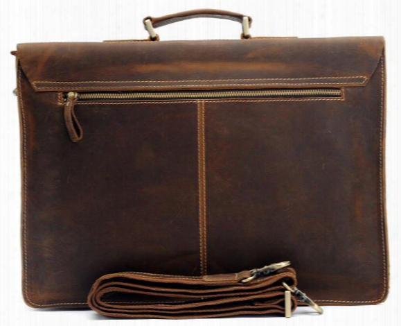 Ens Real Leather Briefcase Top Grade Handmade Mens Real Crazy Horse Leather Briefcase Vintage Style Messenger Shoulder 15 Inch Laptop Bag...