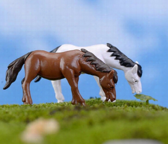 Fairy Garden Miniature Horse White Or Brown Color Artificial Mini Horse Resin Crafts Bonsai Decors