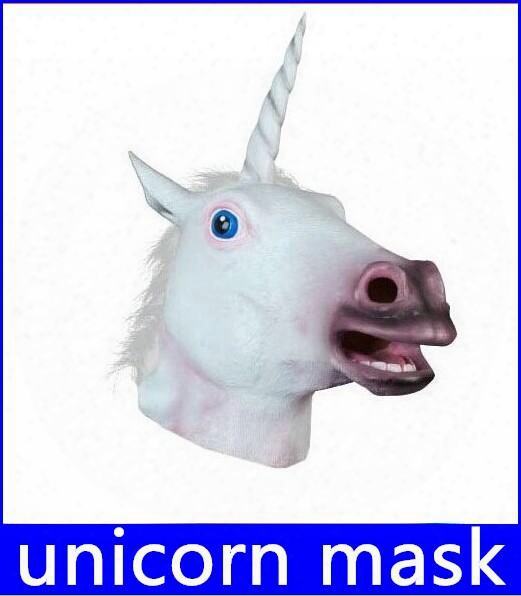 Free Shipping Creepy Unicorn Horse Mask Head Halloween Costume Theater Prop Novelty Latex Rubber New Arrive!12%off Top Sale Free Shipping