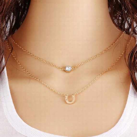 Gold Silver Lucky Horseshoe Necklace Jewelry Horse Hoof Necklaces Cute U Necklace Small Simple Paw Necklaces