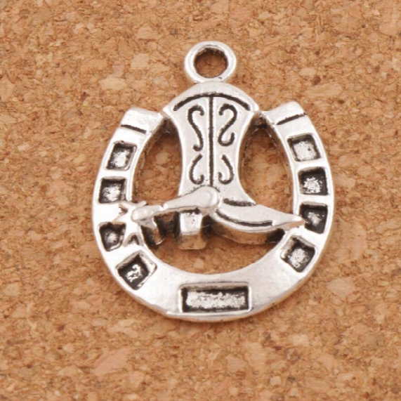 Horseshoe Boots Spacer Charm Beads 100pcs/lot 19x24.5mm Tibetan Silver Pendants Alloy Handmade Jewelry Diy L277