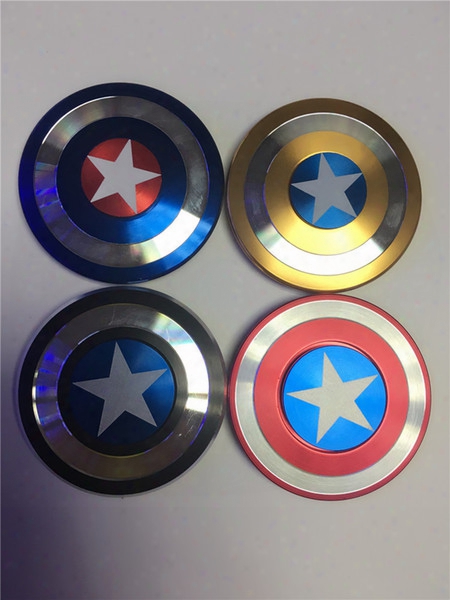 Last Time 2-3 M More 4 Color Captain America Shield Hand Spinner Iron Man Fidget Alloy Puzzle Toys Edc Autism Adhd Finger Gyro Toys 20pcs/