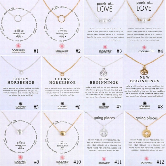 Luxury Dogeared Necklaces With Circle Pearls Horseshoe Compass Lotus Flower Pendants Necklace Gold&silver Chain For Women Fashion Jewelry