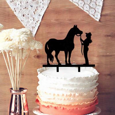 Rustic Wedding Silhouette Cake Topper - Chic Cowboy And Horse Country Western Cake Topper For Wedding Decor