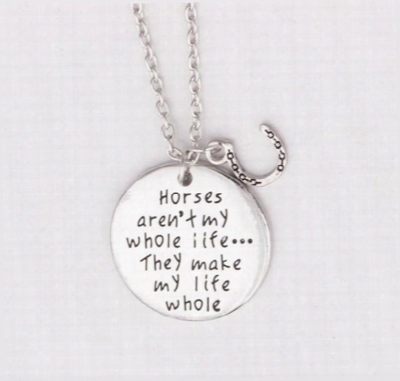 Wholesale 12pcs/ New Fashion Horses Aren&#039;t My Whole Life...they Make My Life Whole &quot;horses Necklace Horses Lover Charm Pendant Necklace