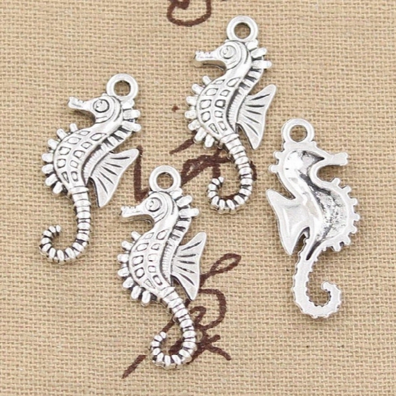 Wholesale-99cents 8pcs Charms Hippocampus Seahorse 29*12mm Antique Making Pendant Fit,vintage Tibetan Silver,diy Bracelet Necklace
